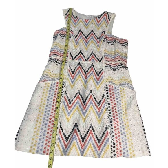 Hutch Anthropologie Multicolor Eyelet Lace Embroidered Shift Dress Flare 10P - Picture 2 of 6